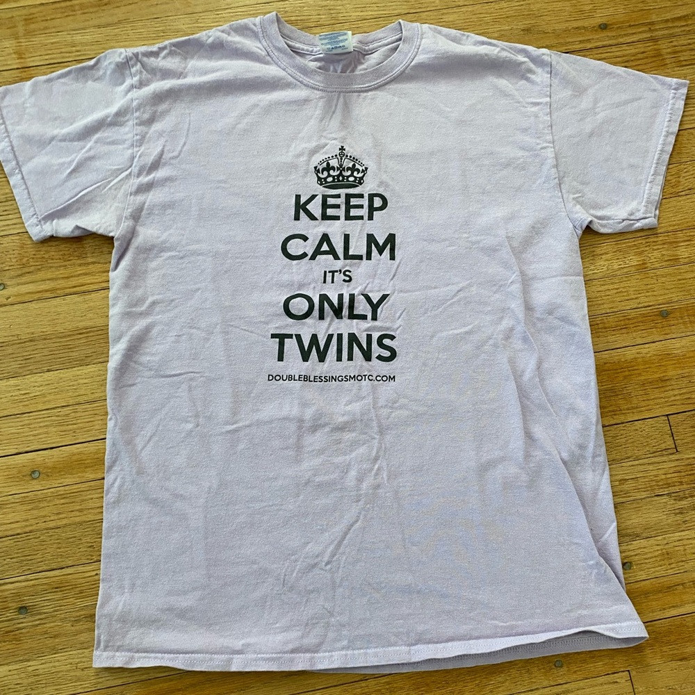 Keep Calm It's Only Twins T-Shirt Women M Short Sleeve T-shirt Double Blessings